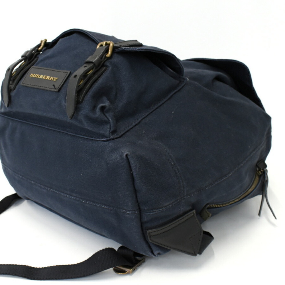 Burberry Backpack Navy Blue Canvas Leather - Picture 6 of 9